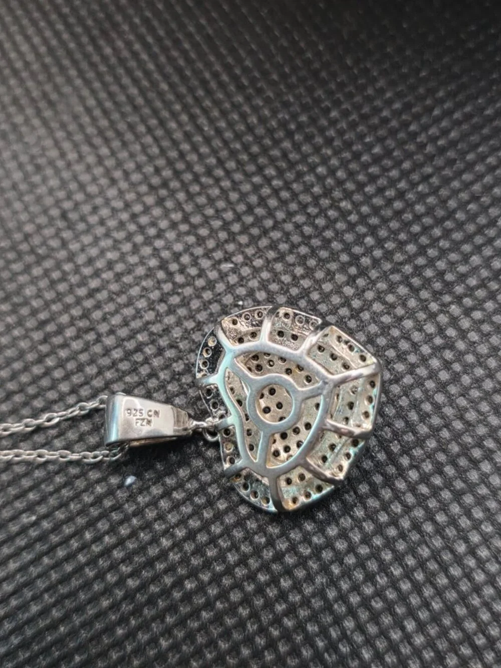 925 Sterling Silver FZN Marcasite Heart Pendant Necklace 18.5